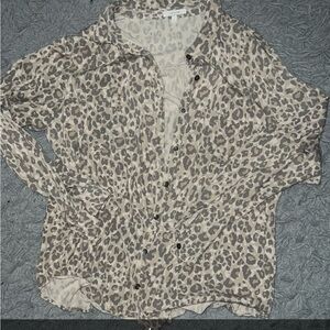 Maurices Leopard Print Button Down Shirt - Tan and Black